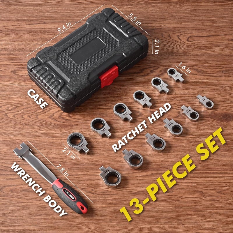 COTOUXKER Flex Head Ratcheting Wrench Set, 8-19mm Ratchet Wrench Set with Interchangeable Heads for Mechanic Repair - Image 3